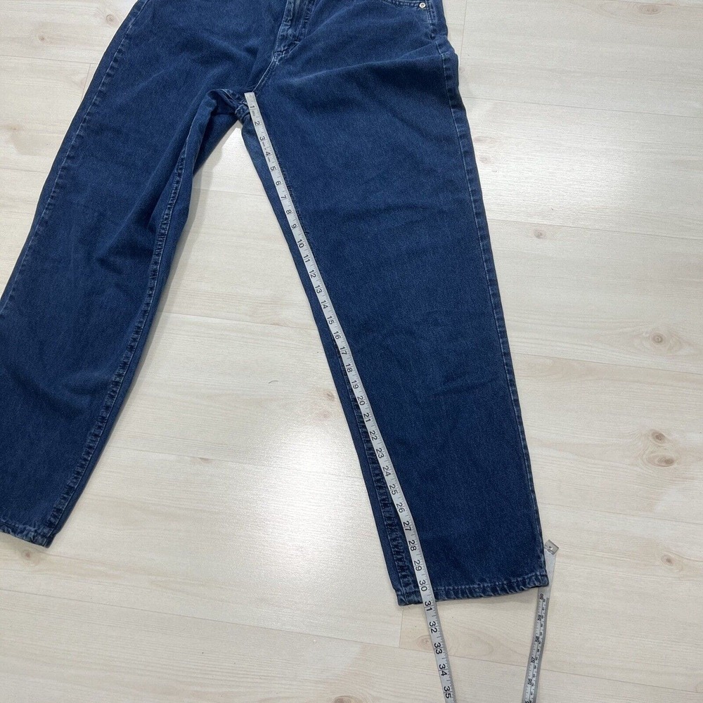 Vintage Lee Riveted Baggy Jeans Womens 14 Blue Mom Jeans High Waist USA MADE - Picture 13 of 14
